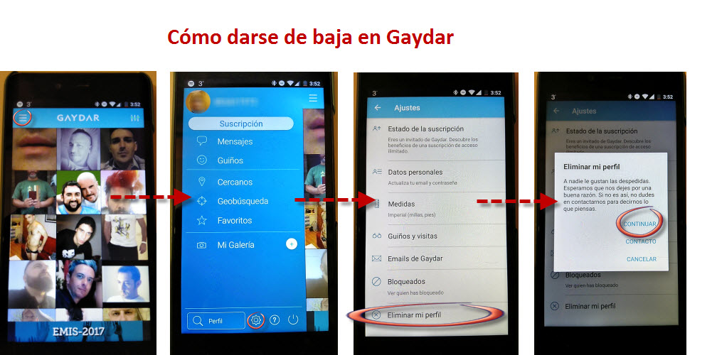 como darse de baja gaydar